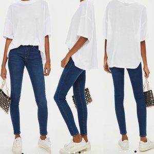 TopShop Moto Indigo Wash Leigh Jeans; mid rise